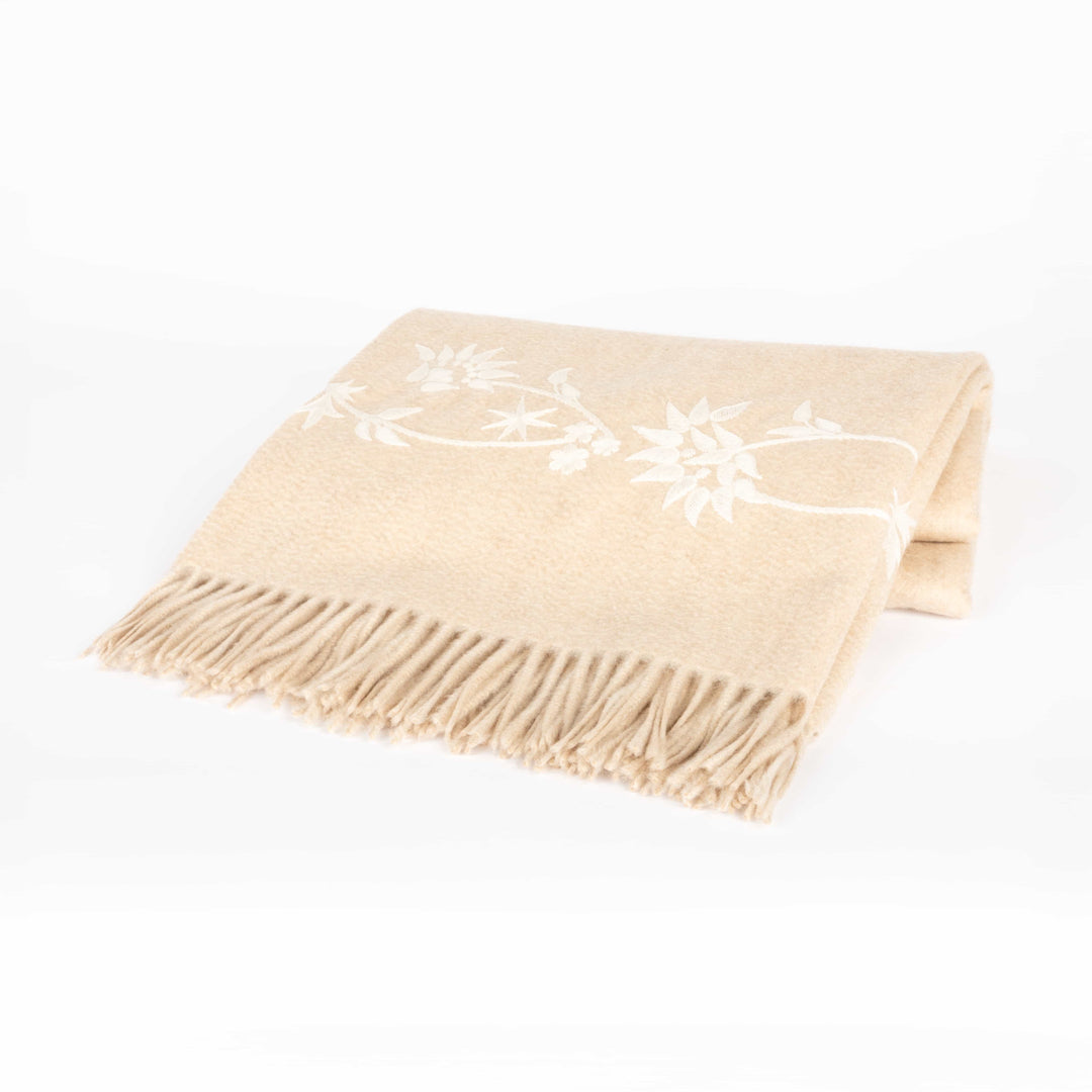 100% Cashmere Embroidered Throw