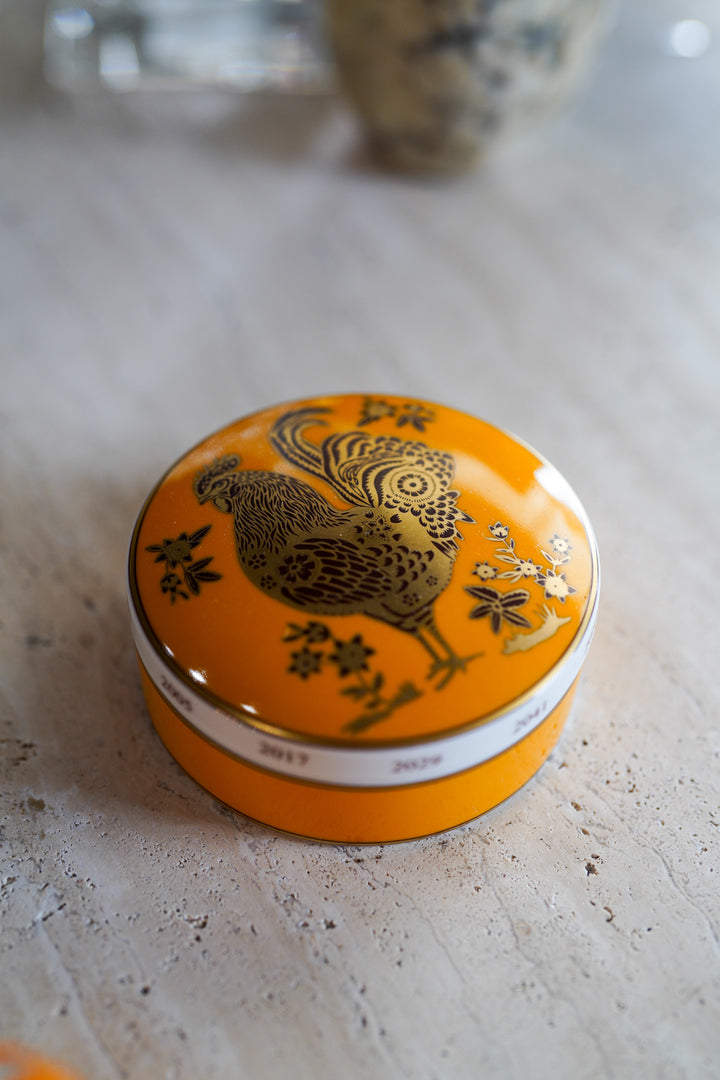 Vista Alegre Golden Large Round Box Rooster