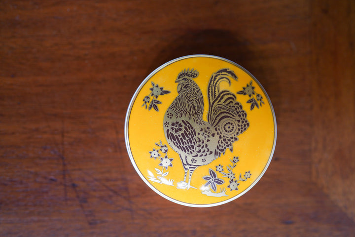 Vista Alegre Golden Large Round Box Rooster